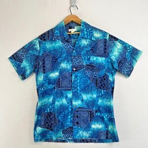 Vintage MADE IN HAWAII Shirt Mens Short Sleeve Button‎ Up Camp Aloha Tiki Print